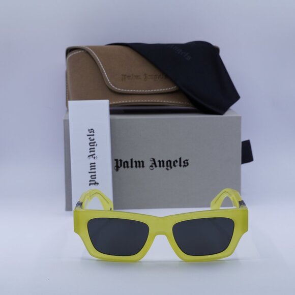 Palm Angels PERI10J MAGNOLIA 1807 Rectangle Sunglasses - Yellow/Dark Grey - Picture 2 of 9